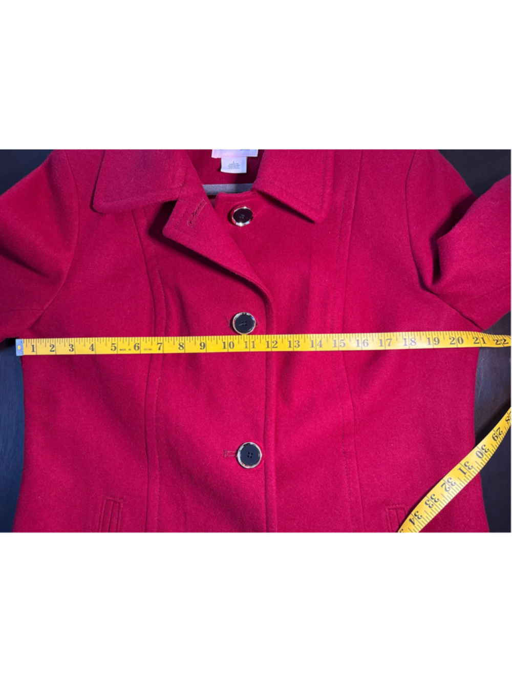 St Johns Bay Red Wool Blend Car Coat L Classic Button Front Winter - Picture 7 of 11